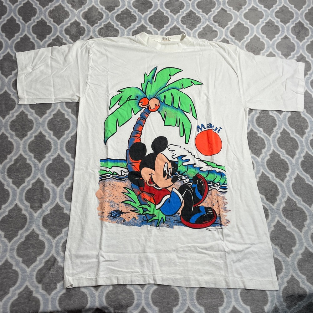 Sherry Mickey Mouse T-Shirt Mens One Size White Maui Hawaii Vintage 90s USA
